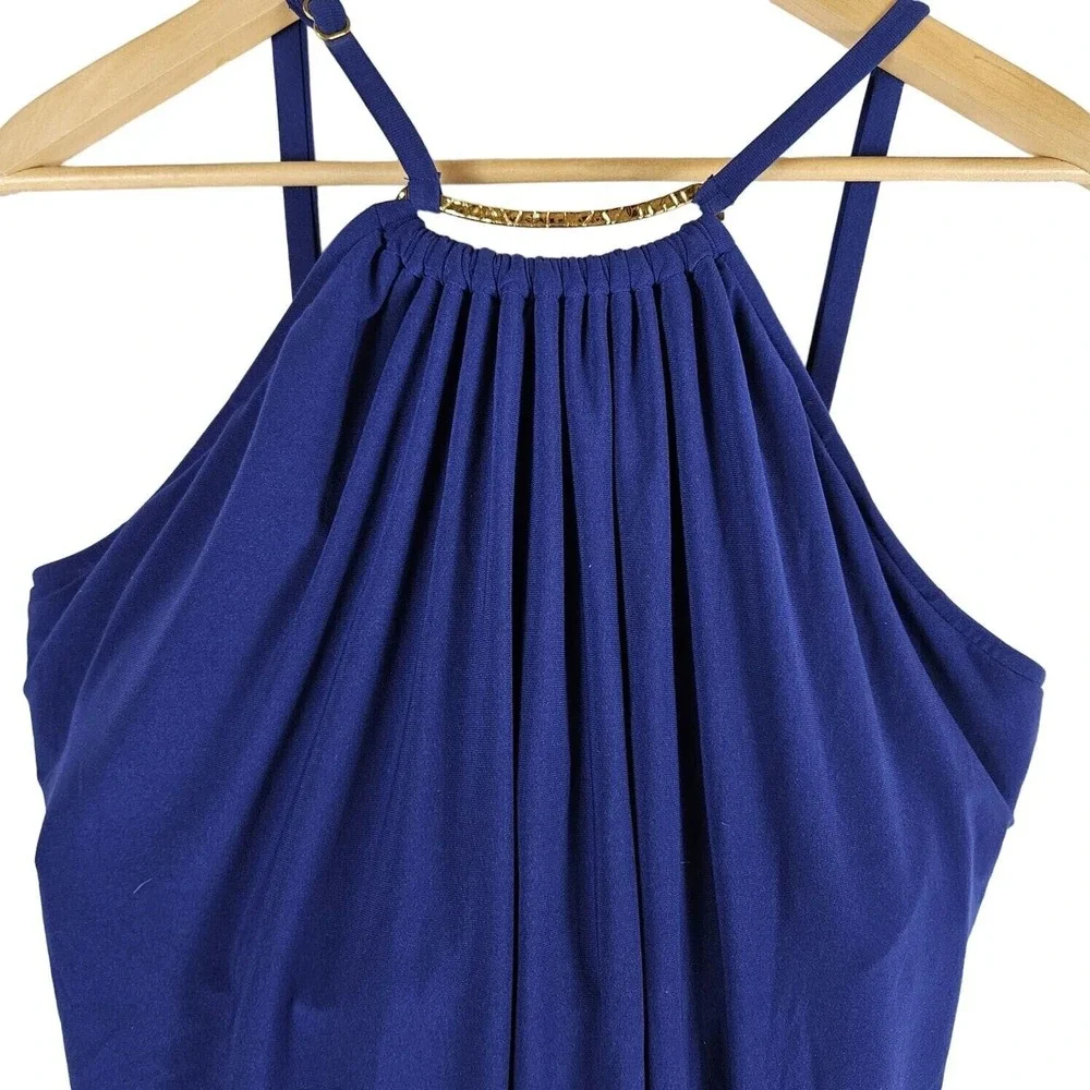 MAGICSUIT Womens 22W Estilo Swimsuit Dress Blue Indigo One Piece‎ Gold Detailing